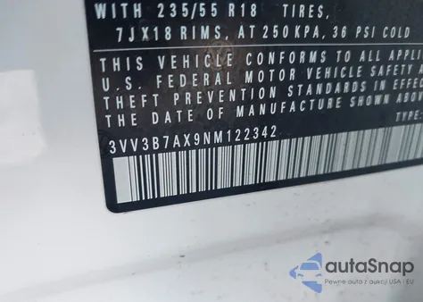 2022 Volkswagen Tiguan 2.0T Se from USA, damaged, VIN 3VV3B7AX9NM122342